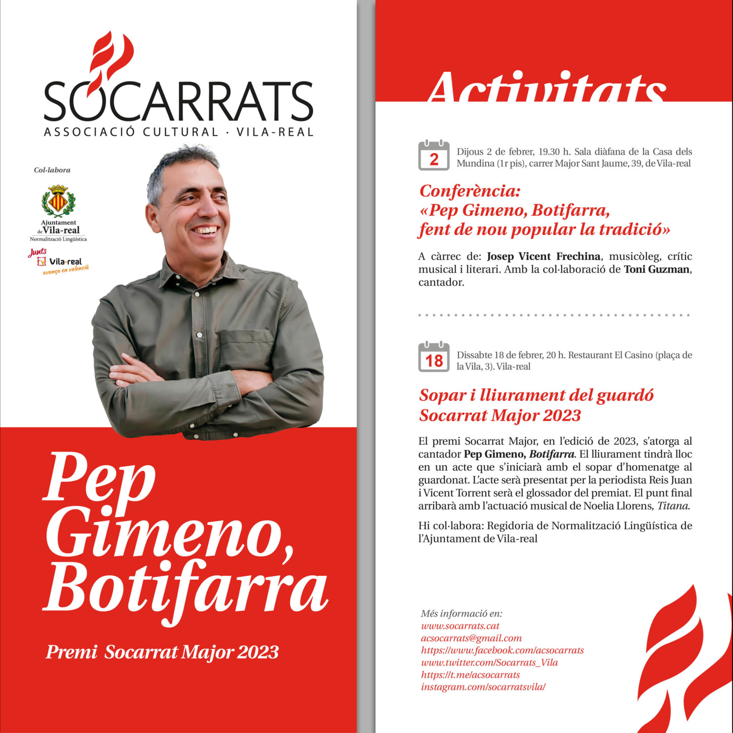 Actes del lliurament del guardó Socarrat Major 2023 a Pep Gimeno, <em>Botifarra</em>